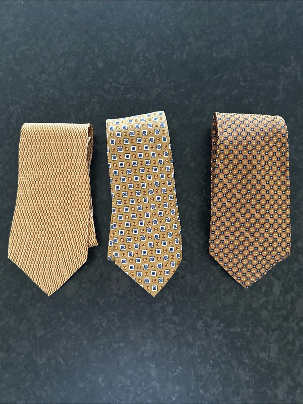Mens Tie Lot | 3 Mens Ties | Yellow & Brown Ties | Perry Ellis | Degand Brussels